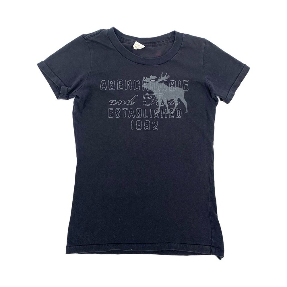 Abercrombie & Fitch Navy Logo Fitted Short Sleeve Tee Shirt